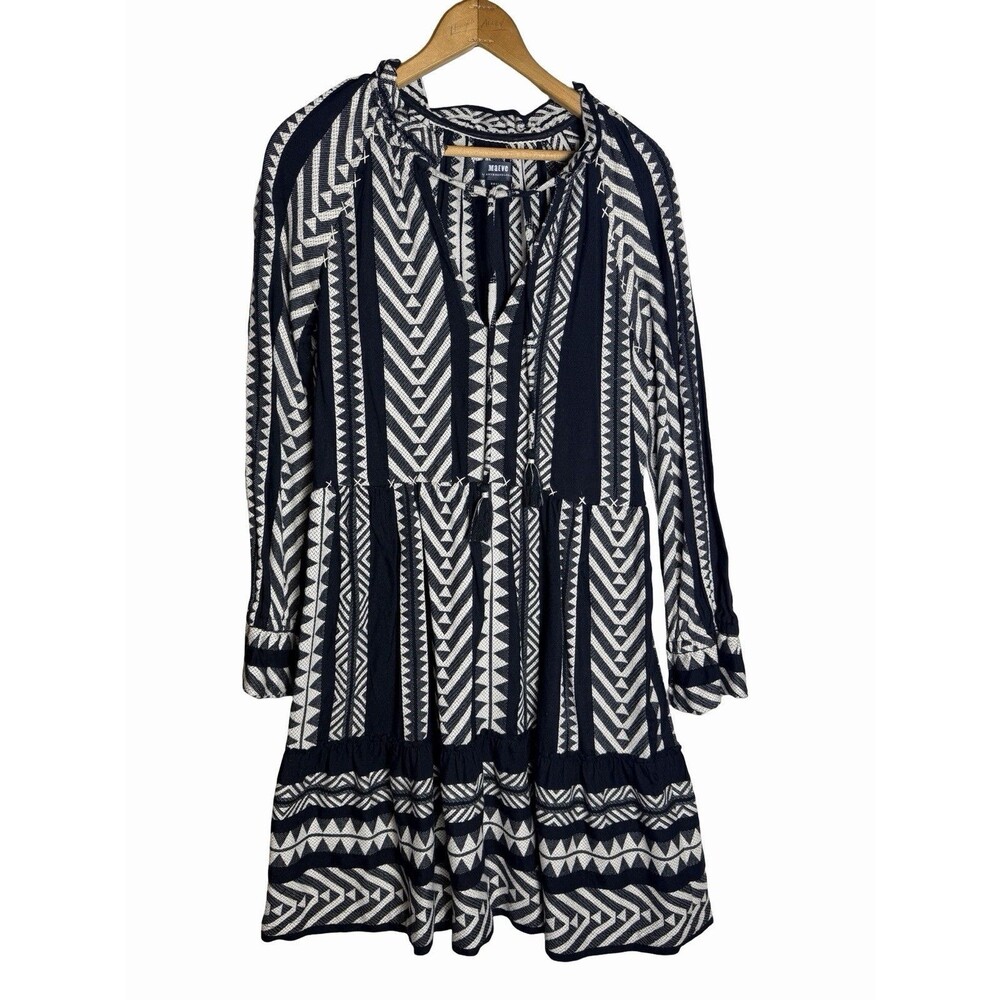Maeve Anthropologie Black/White Tribal Dominique Tunic Dress Small Knee Length